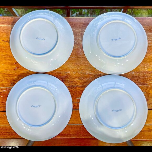 ▪️VTG▪️FORGET-ME-NOT▪️4 Piece 7.5" Blue Gray Floral Platinum Fine China Bowls - Picture 4 of 5